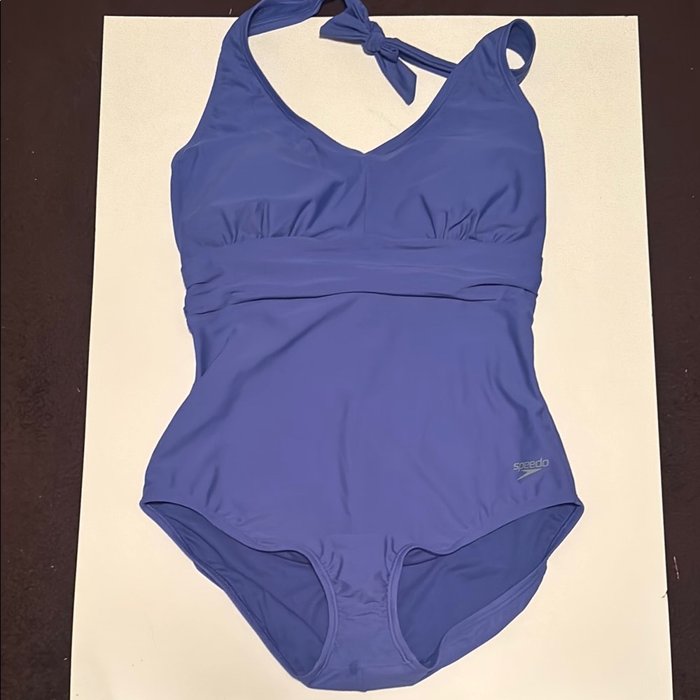 Speedo Women's Blue One-Piece Swimsuit Tie Behind Neck Size 14